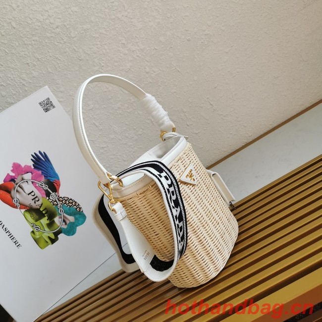 Prada Raffia tote bag 1BE062 white