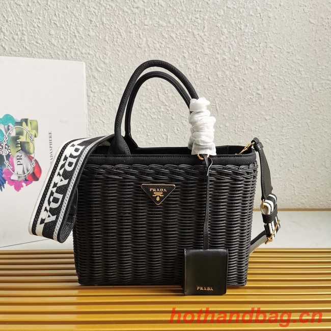 Prada Raffia tote bag 1BG835 black