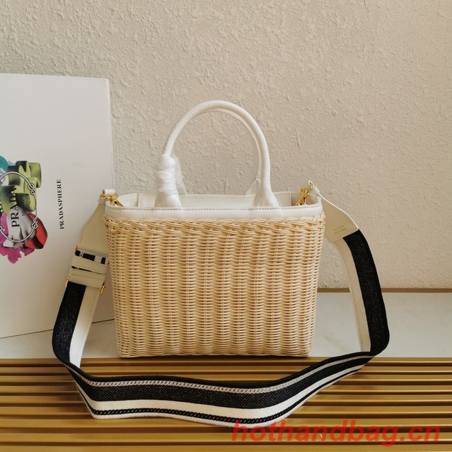 Prada Raffia tote bag 1BG835 white