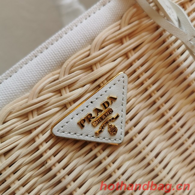 Prada Raffia tote bag 1BG835 white