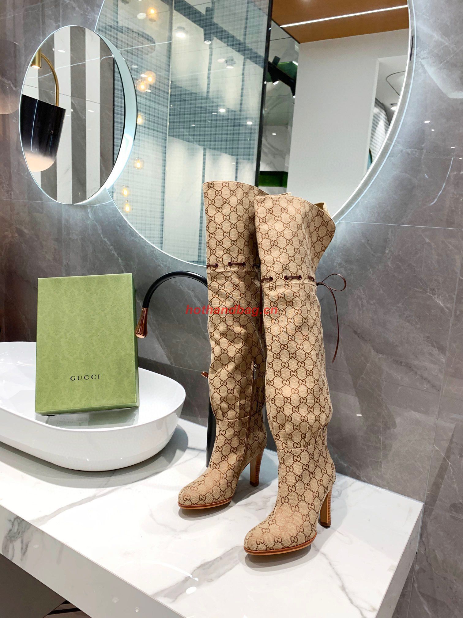 Gucci Boots 60CM Length 9CM Heels C7191003 Khaki