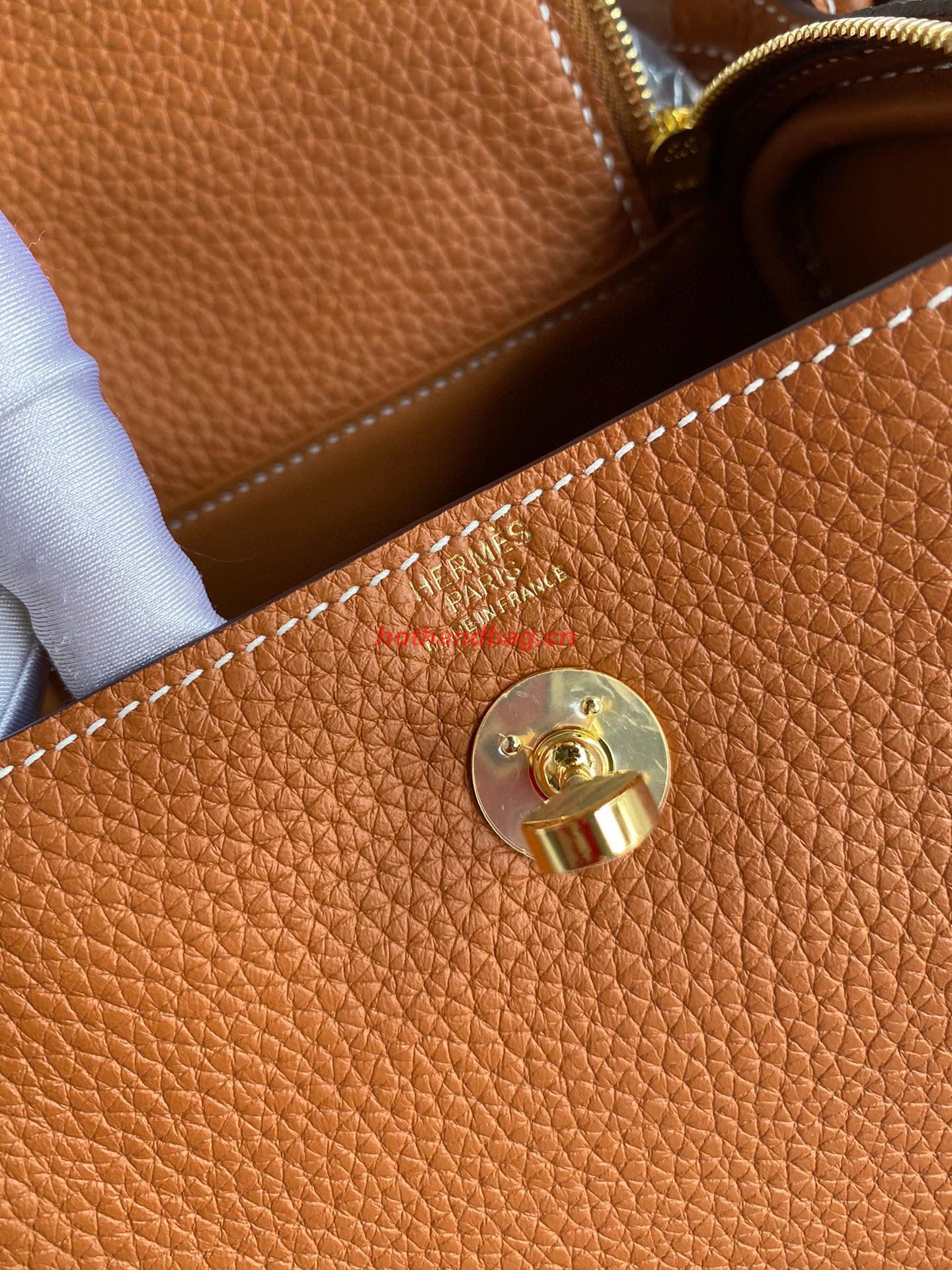 Hermes mini Lindy Original Togo Leather Bag OLD19 brown