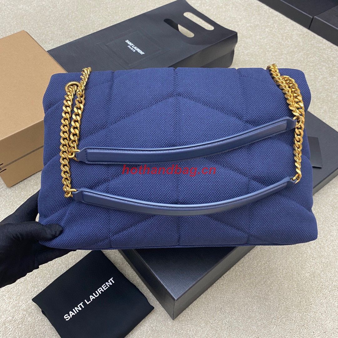 SAINT LAURENT LOULOU LARGE CHAIN BAG IN CANVAS 577475 BLUE