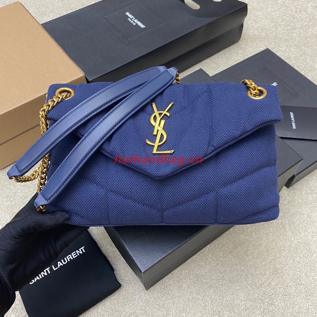 SAINT LAURENT LOULOU MEDIUM CHAIN BAG IN CANVAS 577476 BLUE