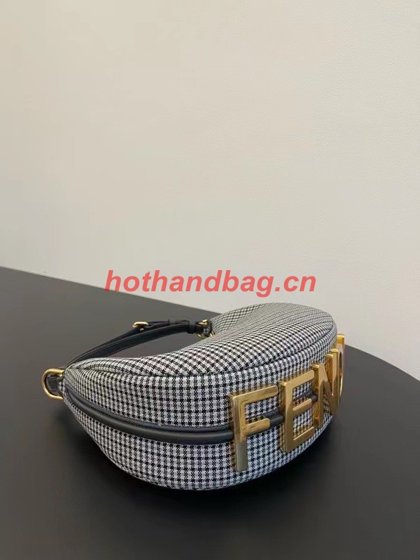 Fendigraphy Small Gold laminated leather bag 8BR798A black&white