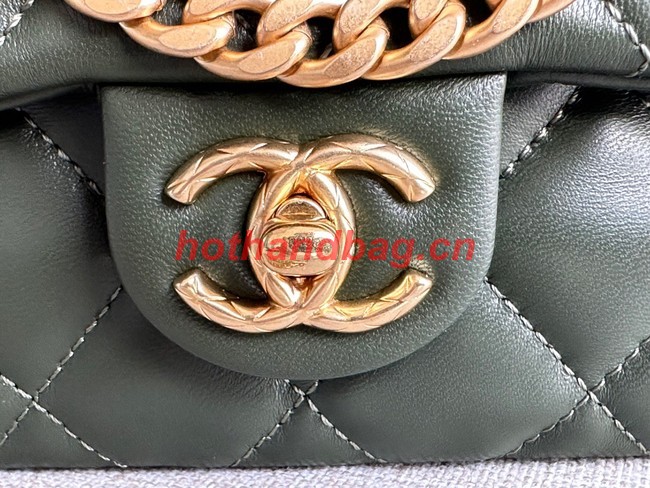 CHANEL FLAP BAG Lambskin & Gold-Tone Metal AS3393 green