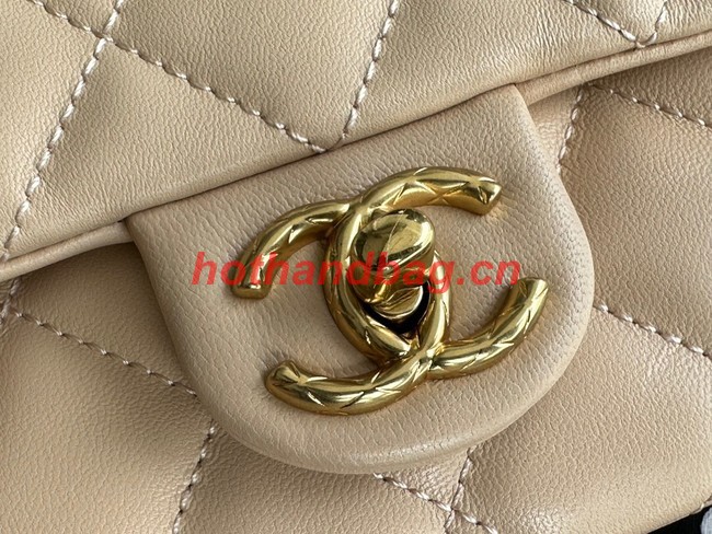 CHANEL FLAP BAG Lambskin & Gold-Tone Metal AS3609 apricot