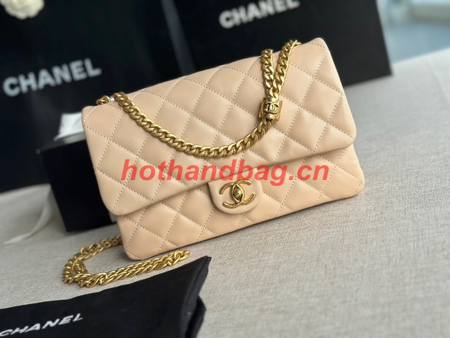 CHANEL FLAP BAG Lambskin & Gold-Tone Metal AS3609 apricot