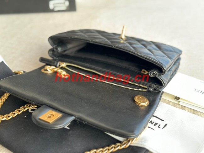 CHANEL FLAP BAG Lambskin & Gold-Tone Metal AS3609 black