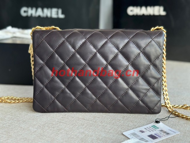 CHANEL FLAP BAG Lambskin & Gold-Tone Metal AS3609 black