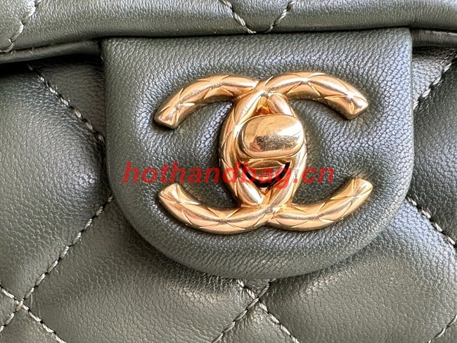 CHANEL FLAP BAG Lambskin & Gold-Tone Metal AS3609 green