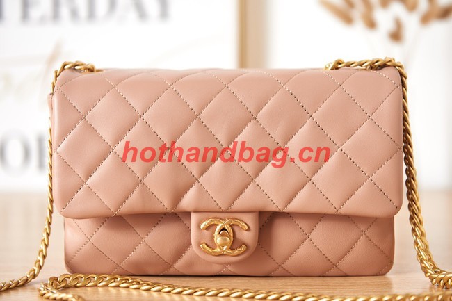 CHANEL FLAP BAG Lambskin & Gold-Tone Metal AS3609 pink