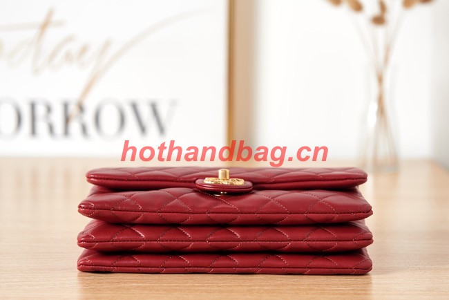 CHANEL FLAP BAG Lambskin & Gold-Tone Metal AS3609 red