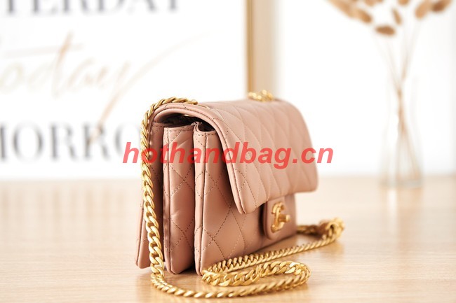 CHANEL SMALL FLAP BAG Lambskin & Gold-Tone Metal AS3393 pink