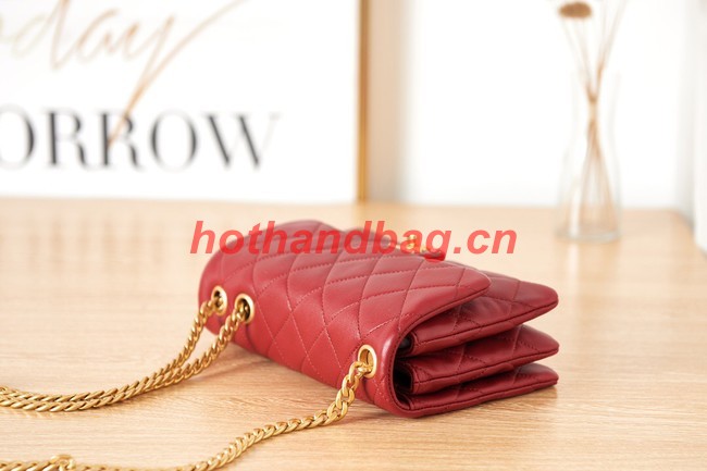 CHANEL SMALL FLAP BAG Lambskin & Gold-Tone Metal AS3393 red