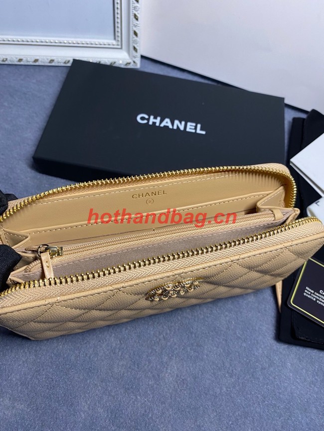 Chanel Calfskin Leather & Gold-Tone Metal AP2739 apricot