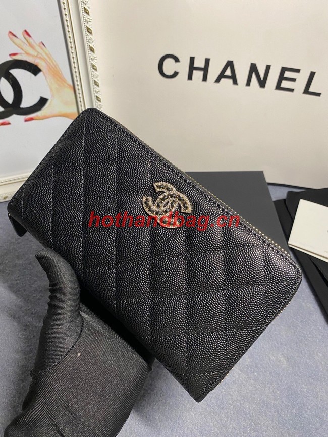 Chanel Calfskin Leather & Gold-Tone Metal AP2739 black