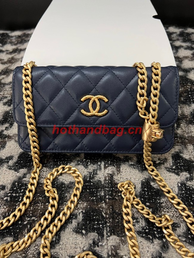 Chanel WALLET ON CHAIN Lambskin & Gold-Tone Metal 68107 dark blue