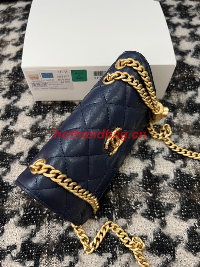 Chanel WALLET ON CHAIN Lambskin & Gold-Tone Metal 68107 dark blue