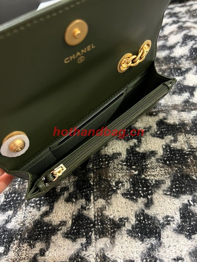 Chanel WALLET ON CHAIN Lambskin & Gold-Tone Metal 68107 green