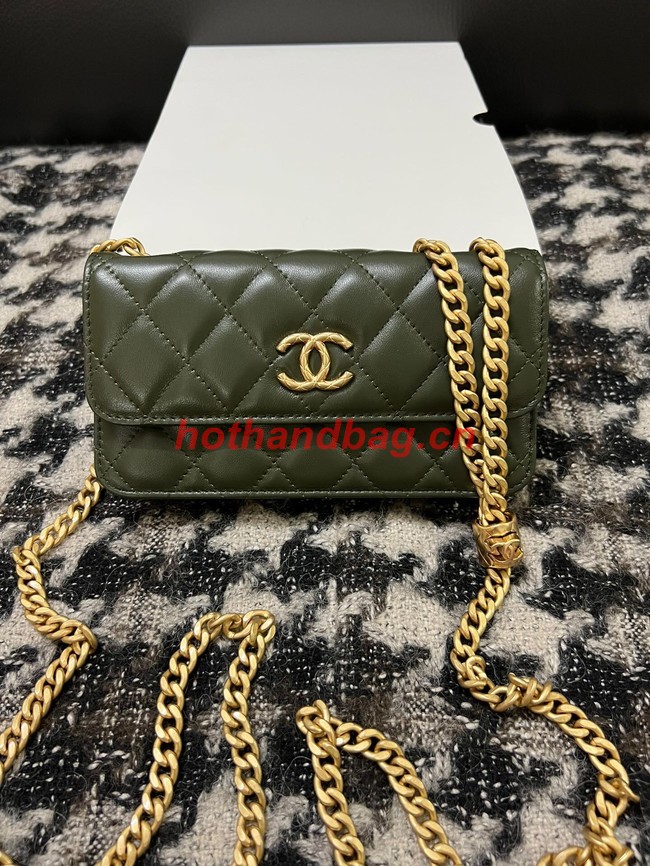 Chanel WALLET ON CHAIN Lambskin & Gold-Tone Metal 68107 green