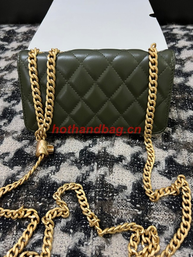 Chanel WALLET ON CHAIN Lambskin & Gold-Tone Metal 68107 green