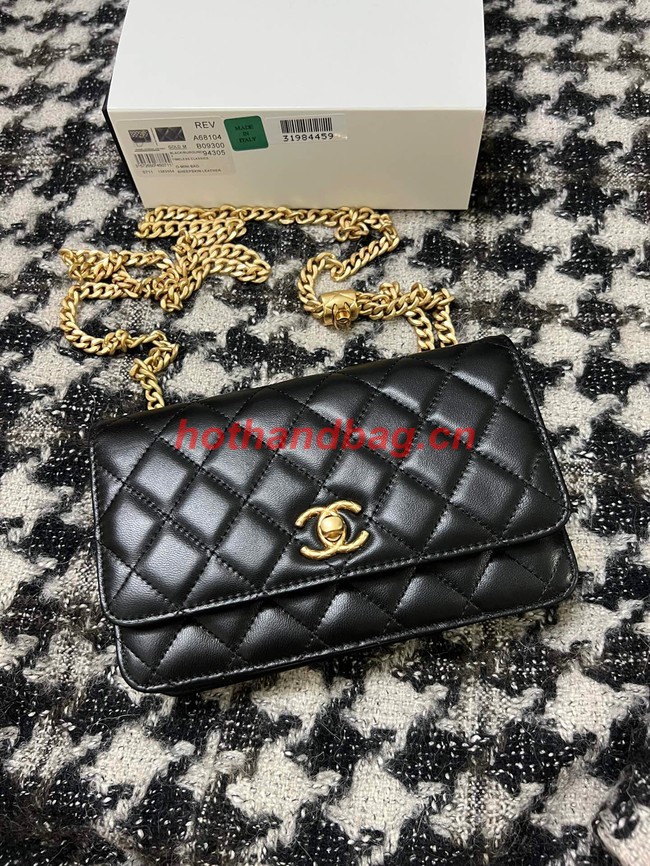 Chanel WALLET ON CHAIN Lambskin & Gold-Tone Metal AP3043 black