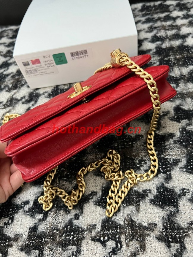 Chanel WALLET ON CHAIN Lambskin & Gold-Tone Metal AP3043 red