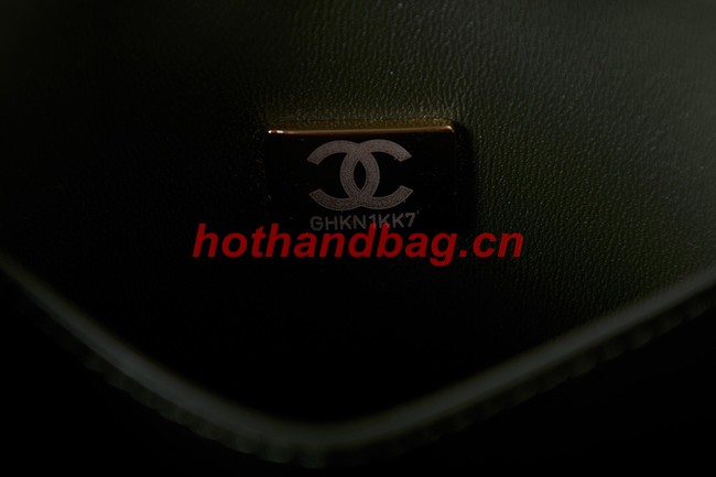 Chanel Lambskin MINI FLAP BAG AS3647 blackish green