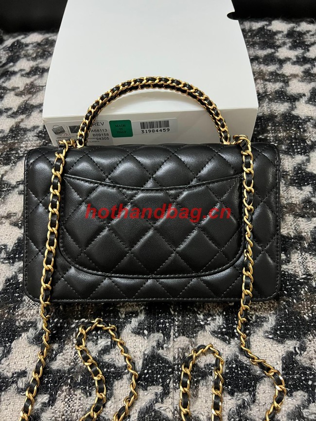 Chanel WALLET ON CHAIN Lambskin & Gold-Tone Metal 68113 black