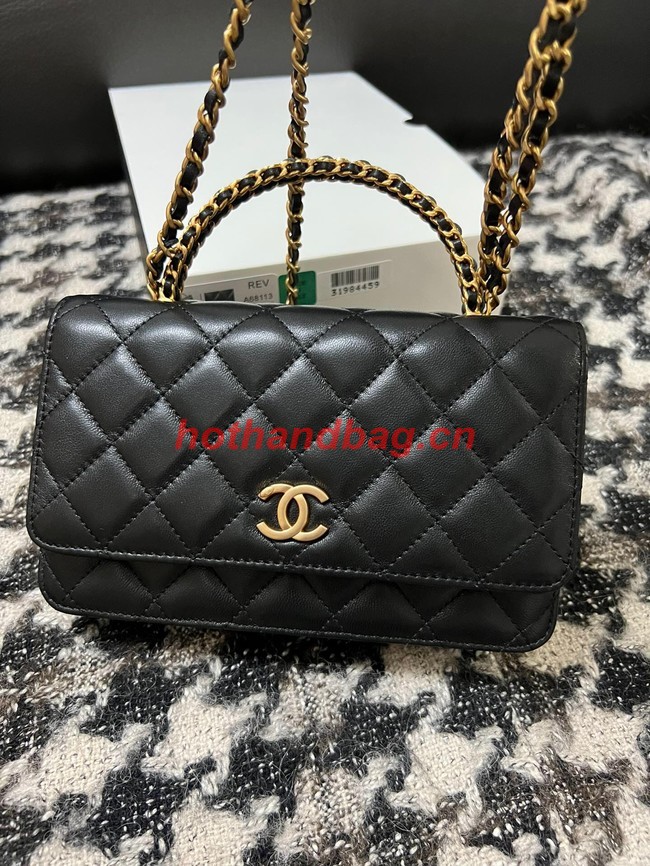 Chanel WALLET ON CHAIN Lambskin & Gold-Tone Metal 68113 black