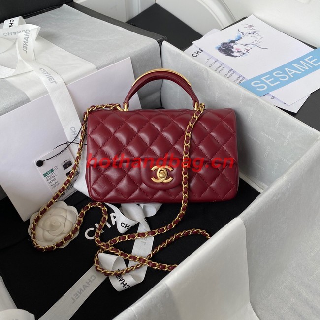 Chanel MINI FLAP BAG WITH TOP HANDLE AS2431 red