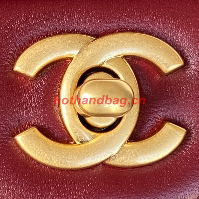 Chanel MINI FLAP BAG WITH TOP HANDLE AS2431 red