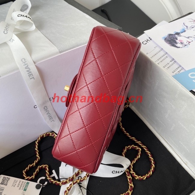 Chanel MINI FLAP BAG WITH TOP HANDLE AS2431 red