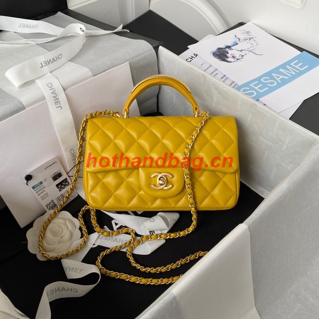 Chanel MINI FLAP BAG WITH TOP HANDLE AS2431 yellow