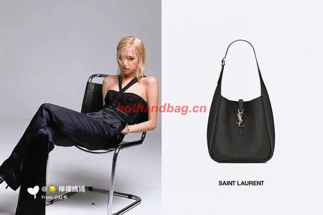 SAINT LAUREN LE 5 A 7 SOFT SMALL HOBO BAG IN SMOOTH LEATHER 713938 gray