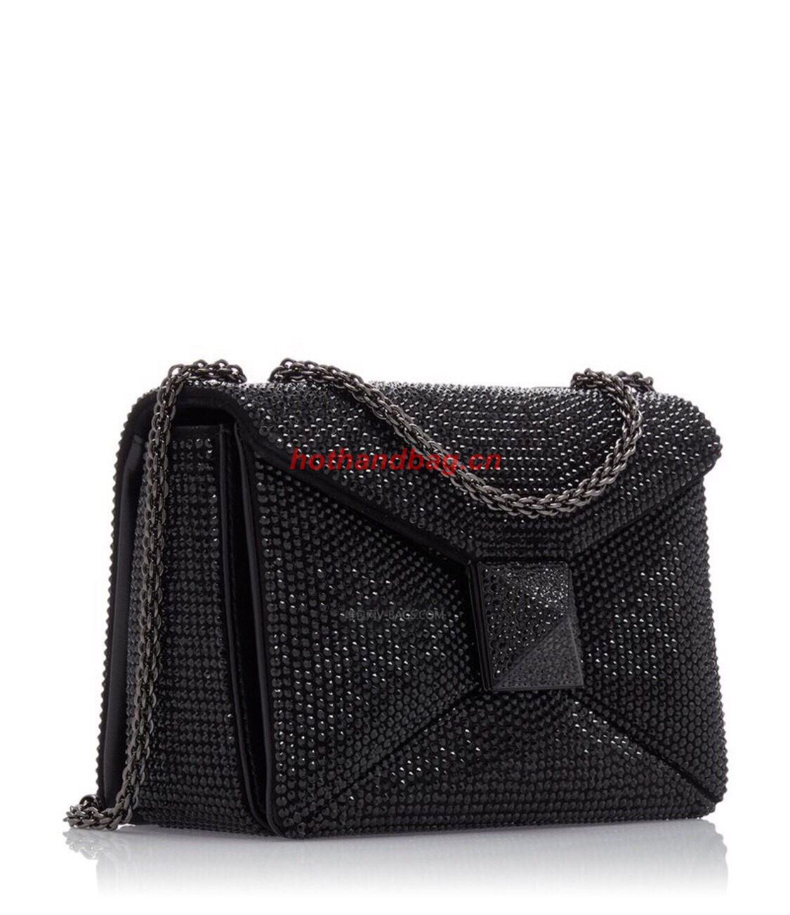 VALENTINO ONE STUD Small Rhinestone Embroidery shoulder bag 1W0B0L BLACK