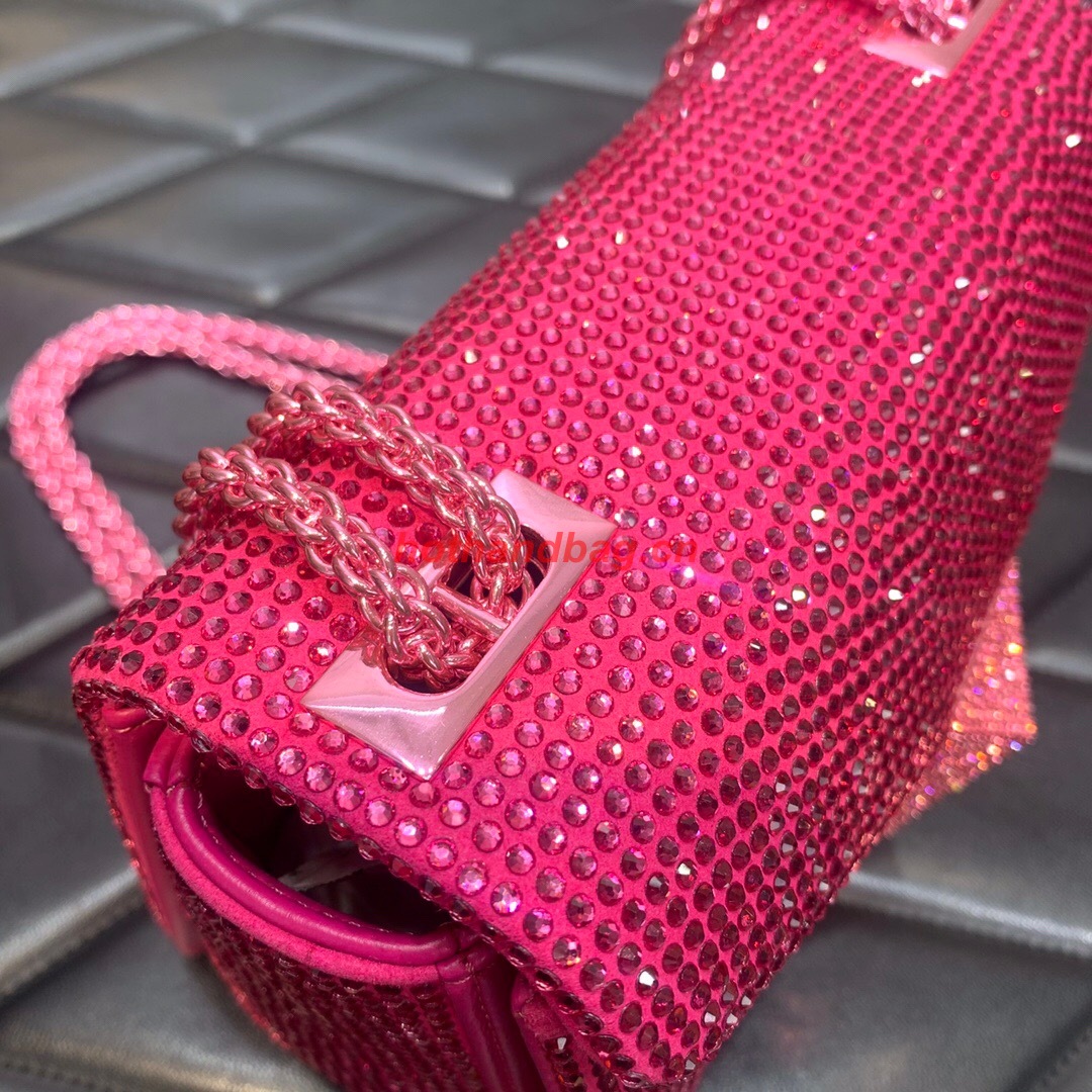 VALENTINO ONE STUD Small Rhinestone Embroidery shoulder bag 1W0B0L PINK