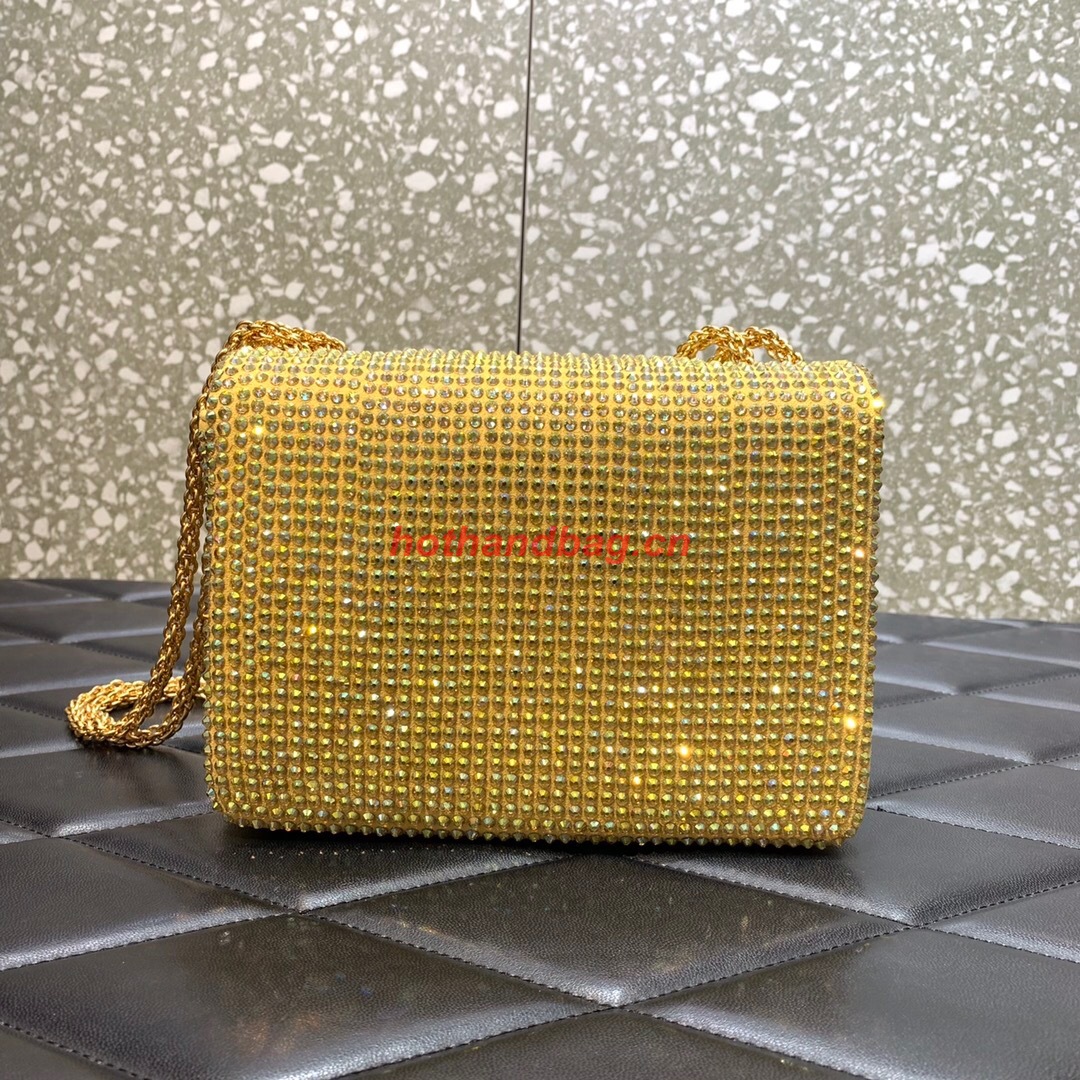 VALENTINO ONE STUD Small Rhinestone Embroidery shoulder bag 1W0B0L YELLOW