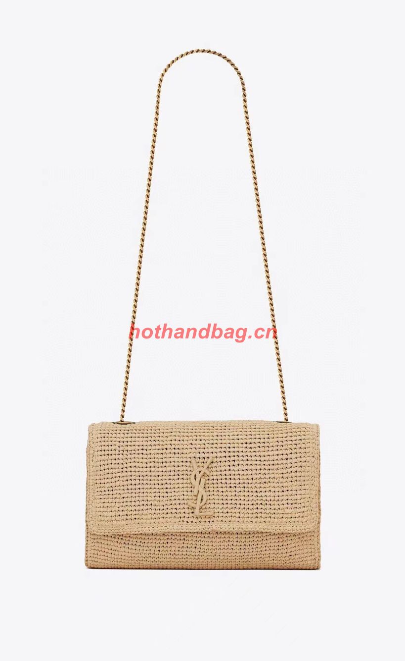 SAINT LAUREN KATE 99 CHAIN BAG IN RAFFIA Y685384 apricot