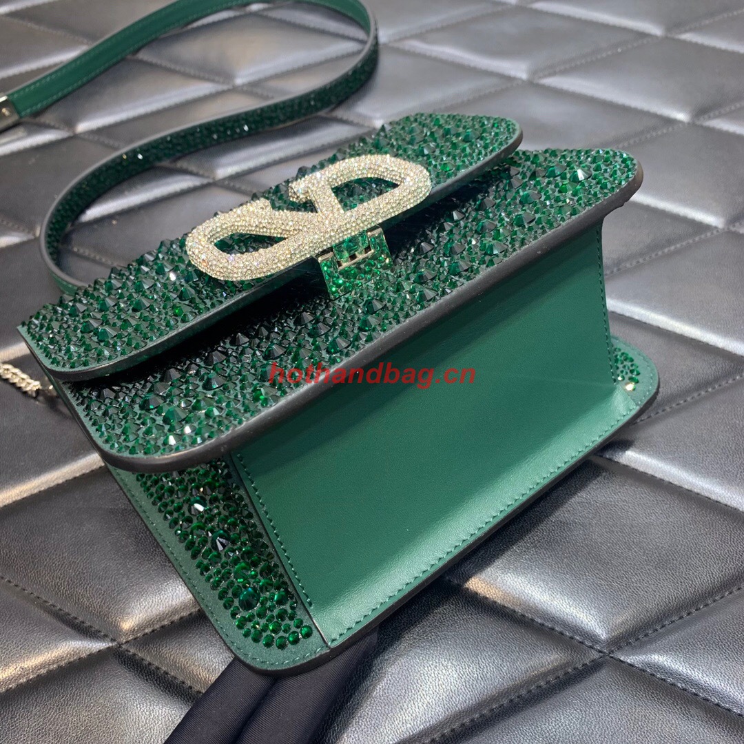 VALENTINO GARAVANI VSLING Shiny diamond Mini shoulder bag XW20808 green