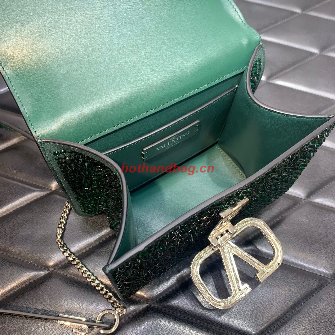 VALENTINO GARAVANI VSLING Shiny diamond Mini shoulder bag XW20808 green