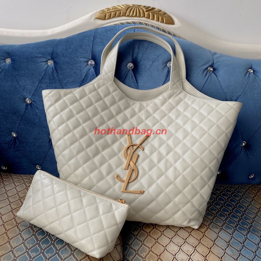 Yves Saint Laurent ICARE MAXI SHOPPING BAG IN QUILTED LAMBSKIN 698652 white