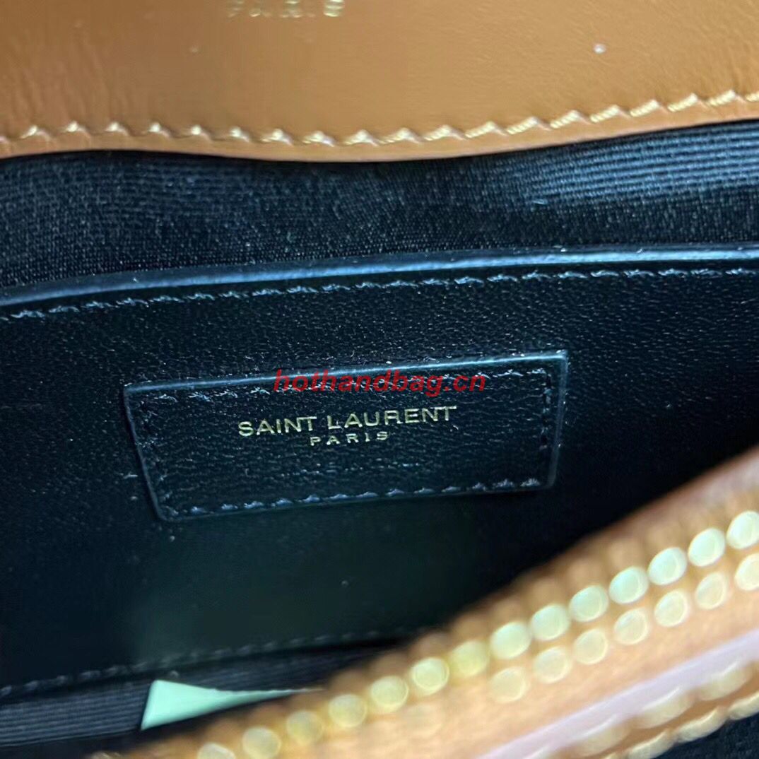 SAINT LAURENT COLLEGE MEDIUM CHAIN BAG IN QUILTED SUEDE 6002791 CINNAMON