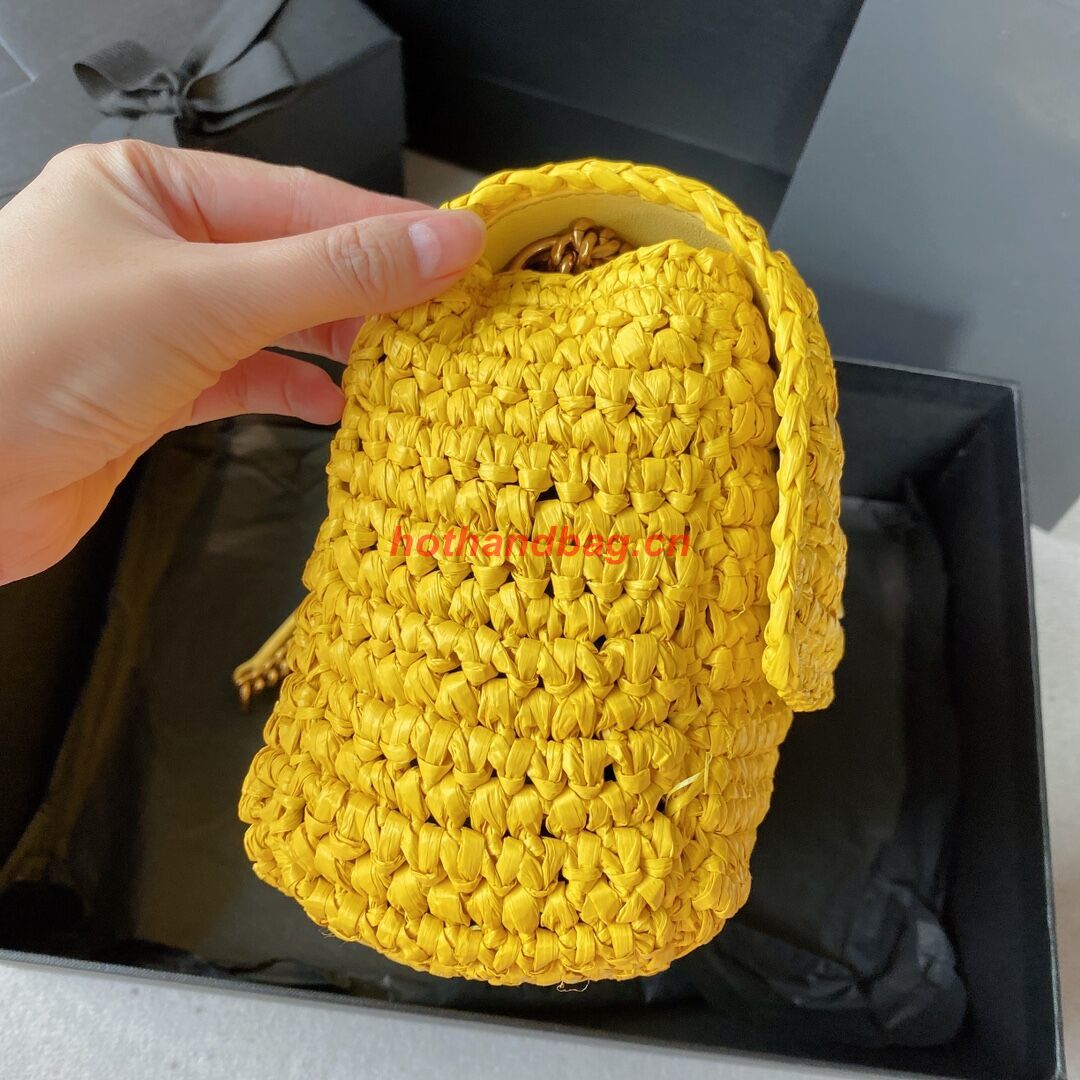 SAINT LAURENT NIKI SMALL CHAIN BAG IN RAFFIA 498892 YELLOW