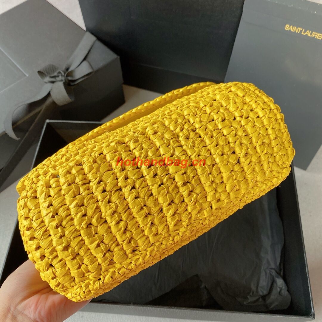 SAINT LAURENT NIKI SMALL CHAIN BAG IN RAFFIA 498892 YELLOW