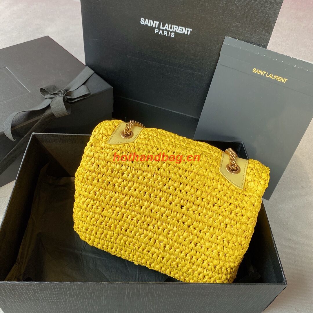 SAINT LAURENT NIKI SMALL CHAIN BAG IN RAFFIA 498892 YELLOW