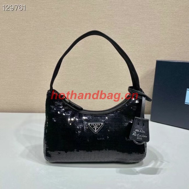 Prada Re-Edition 2000 sequined Re-Nylon mini-bag 1BC515 black