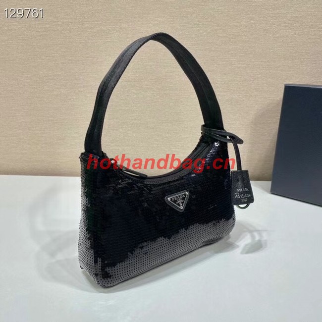 Prada Re-Edition 2000 sequined Re-Nylon mini-bag 1BC515 black