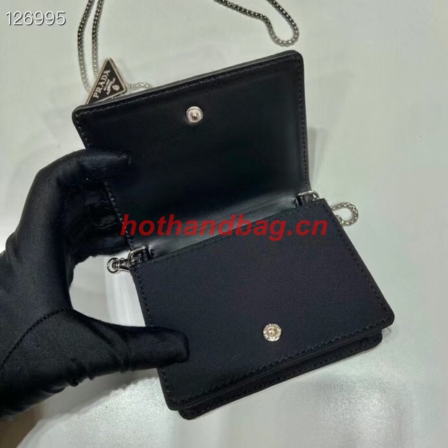 Prada Crystal-studded card holder with shoulder strap 1MR024 black